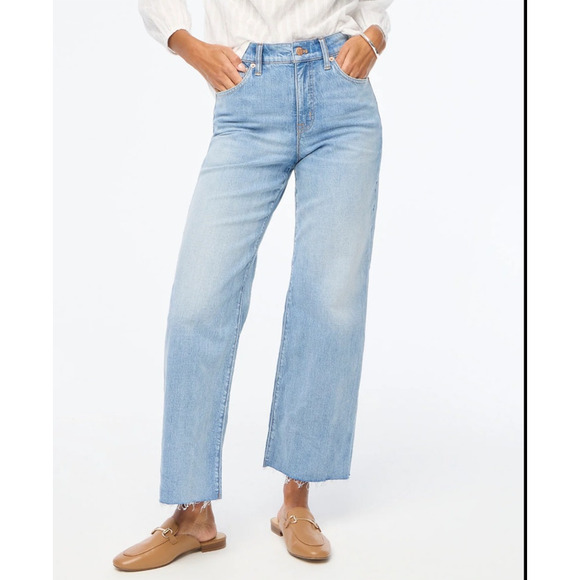 J Crew Wide Leg Crop All Day Stretch Denim Jeans US Women's 29 Tall New - Picture 1 of 6